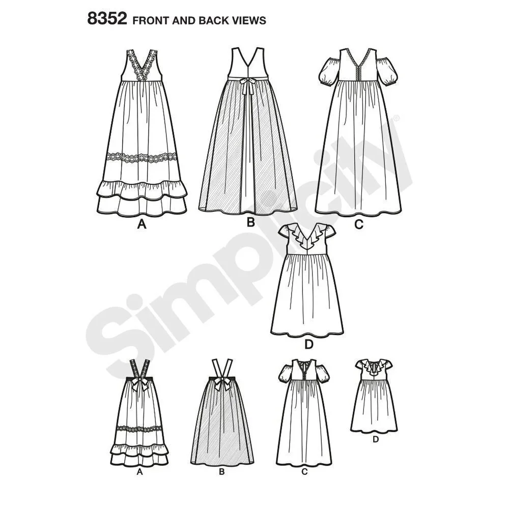 Simplicity Sewing Pattern 8352 Dress with Bodice Skirt Girls Size 3-6‎